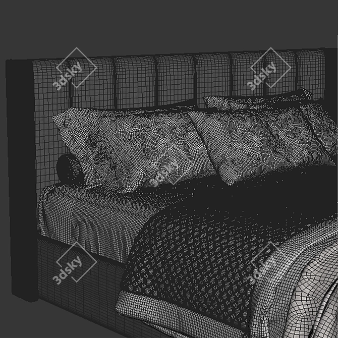Modern White Bed with UV Mapping 3D model image 2