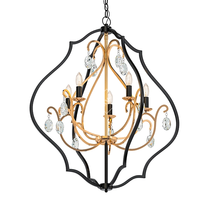 Elegant Black and Gold Chandelier 3D model image 1