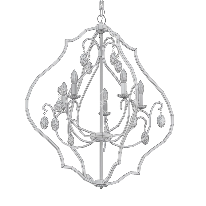 Elegant Black and Gold Chandelier 3D model image 2