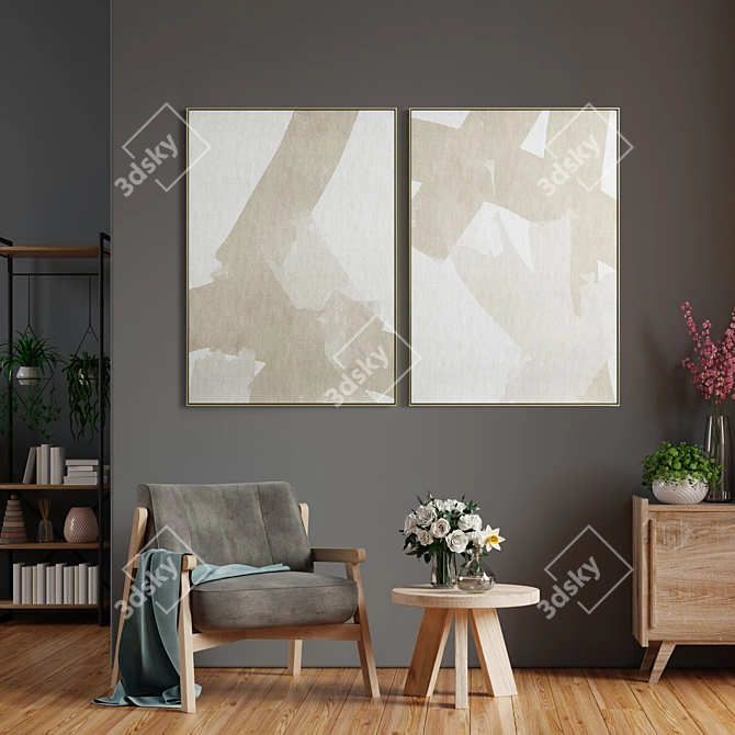 Elegant Frames: Set of 2 - 100 x 70 cm - 5 Material Options 3D model image 4