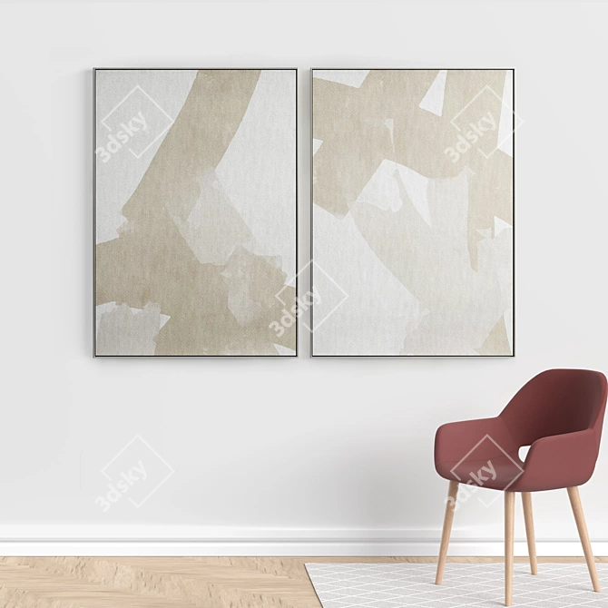 Elegant Frames: Set of 2 - 100 x 70 cm - 5 Material Options 3D model image 5