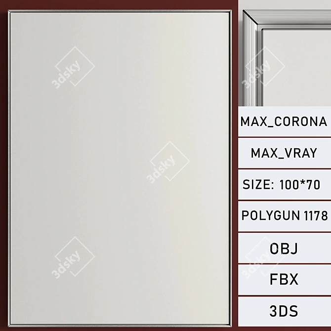 Elegant Frames: Set of 2 - 100 x 70 cm - 5 Material Options 3D model image 6