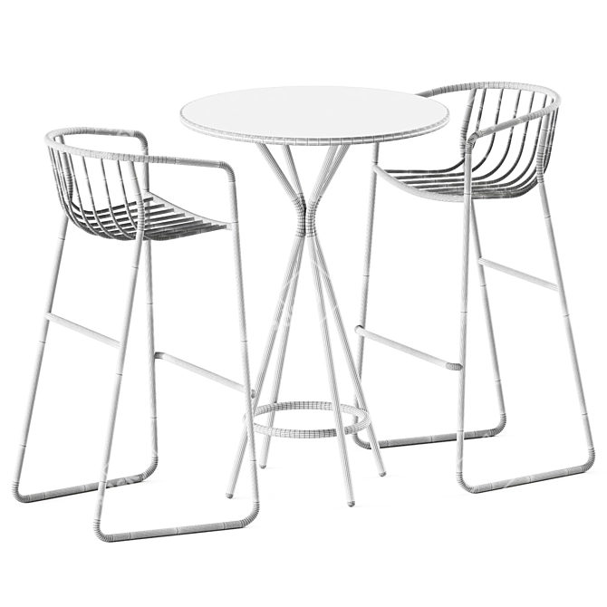 Sleek Steel High Table + Nude Bar Stool 3D model image 2