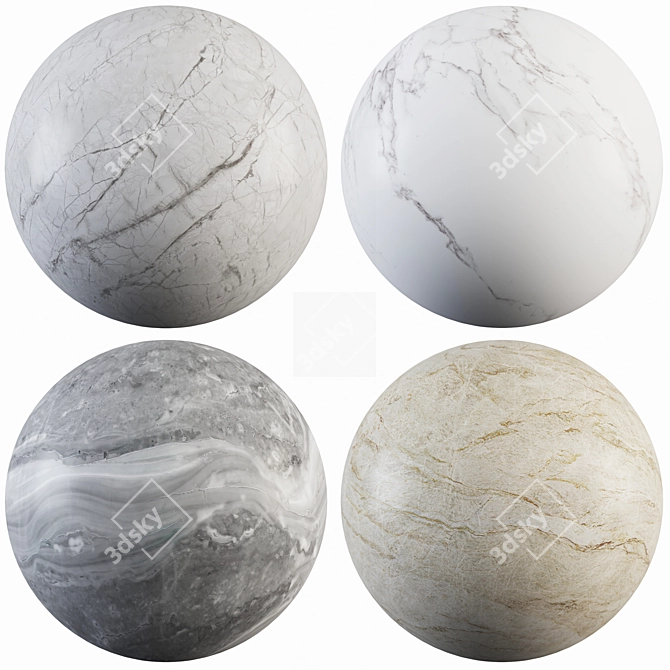 Luxury Marble Collection: TajMahal, Statuario, River Gray & Branch Gray 3D model image 1