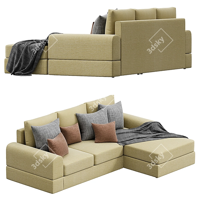 Cozy Country Corner Sofa 3D model image 4