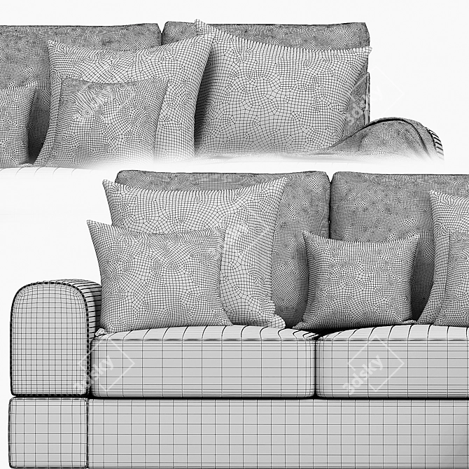 Cozy Country Corner Sofa 3D model image 5