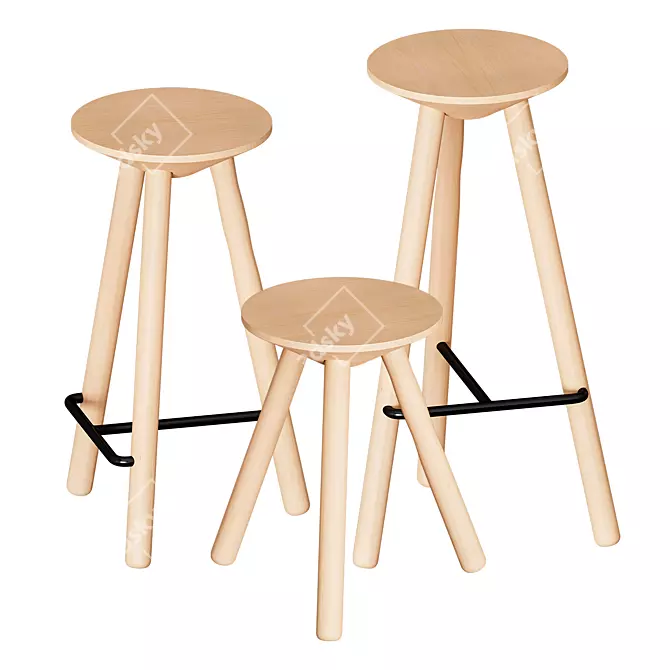 Sleek Luco Stool: Modern Design 3D model image 3