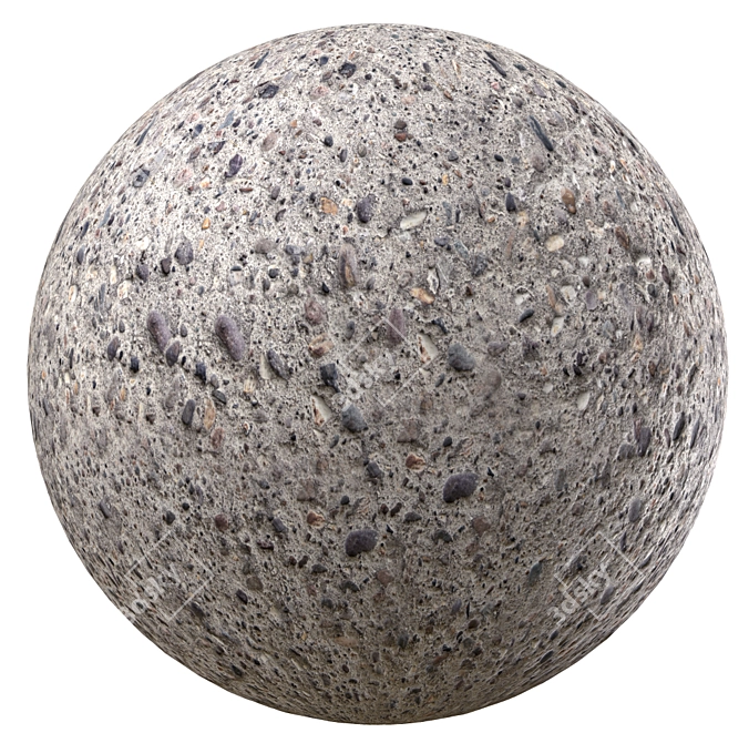 Seamless Concrete Texture with Stone 3D model image 1