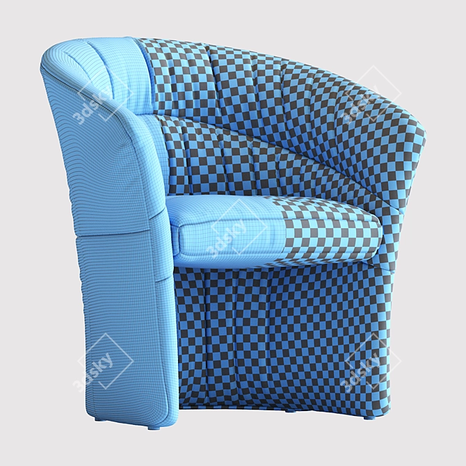 Vintage Italian Leather Barrel Lounge Chairs 3D model image 6