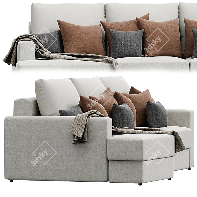 Modern Vegas Sofa with Ottoman 3D model image 3