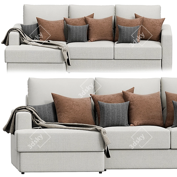 Modern Vegas Sofa with Ottoman 3D model image 4