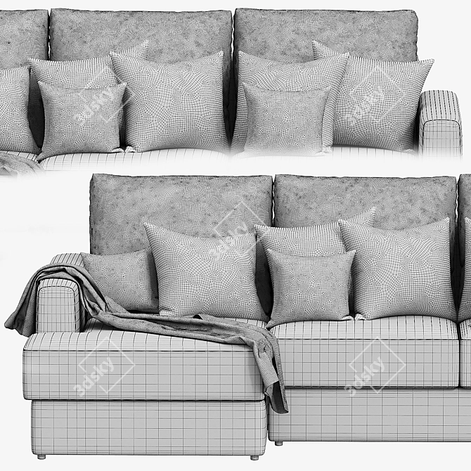 Modern Vegas Sofa with Ottoman 3D model image 6