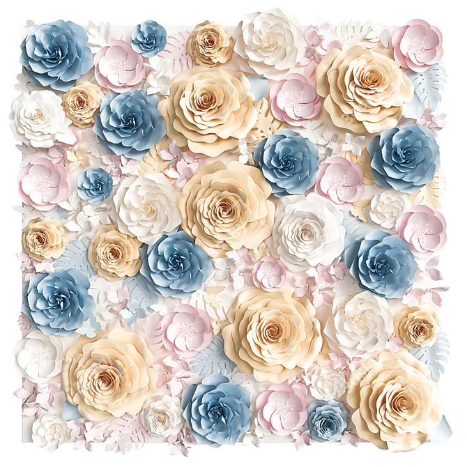 Title: Paper Flower Wall. Photo Backdrop 3D model image 3