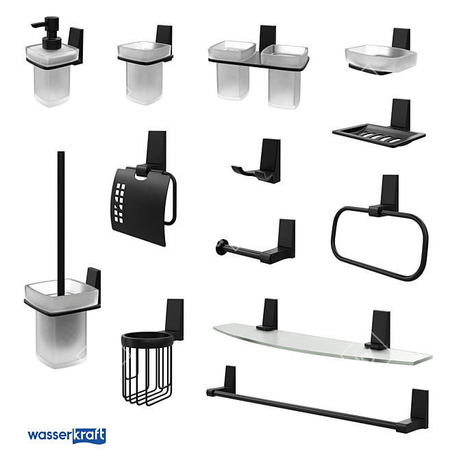 Title: Sleek Black Bathroom Accessories_Obtuse Elegance 3D model image 1