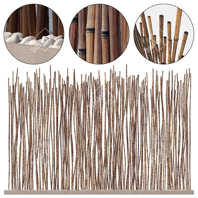 Bamboo Pebble Decor: Natural and Versatile 3D model image 1