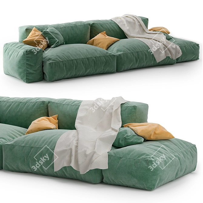3-Fabric Sofa: Versatile, Stylish, and Comfortable 3D model image 2