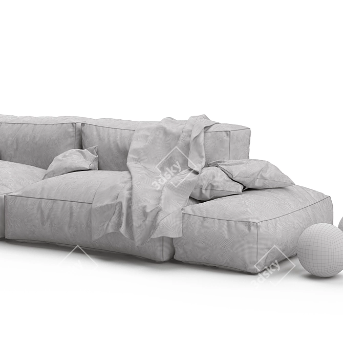 3-Fabric Sofa: Versatile, Stylish, and Comfortable 3D model image 3