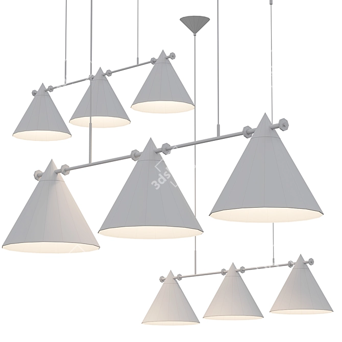 Sleek Cone 4 Pendant Light 3D model image 2