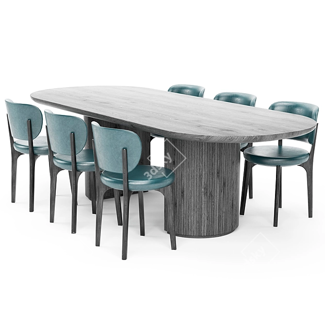 Elegant Elliptical Dining Table 3D model image 1