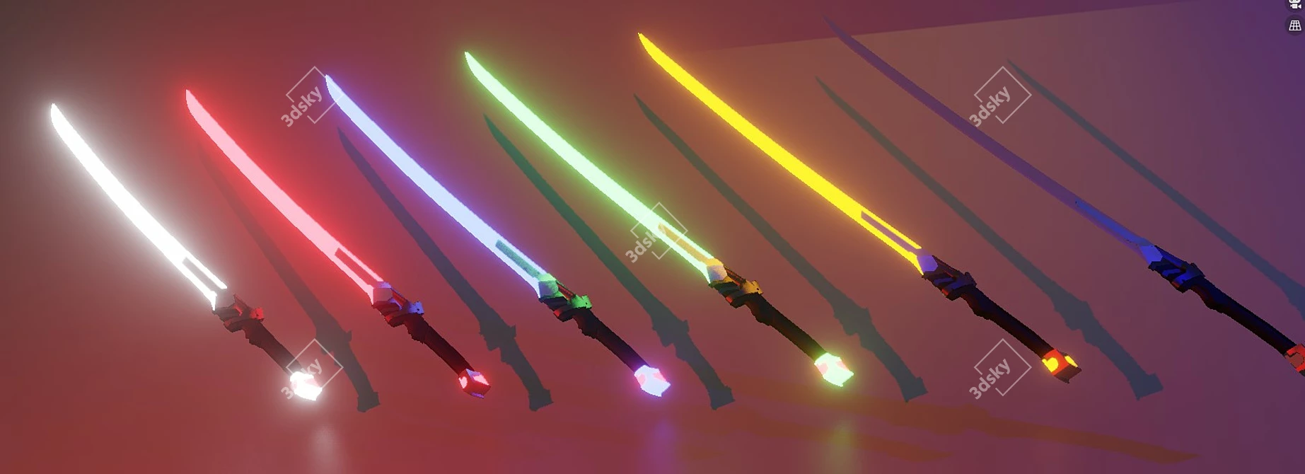 Futuristic Colorful Neo Swords 3D model image 1