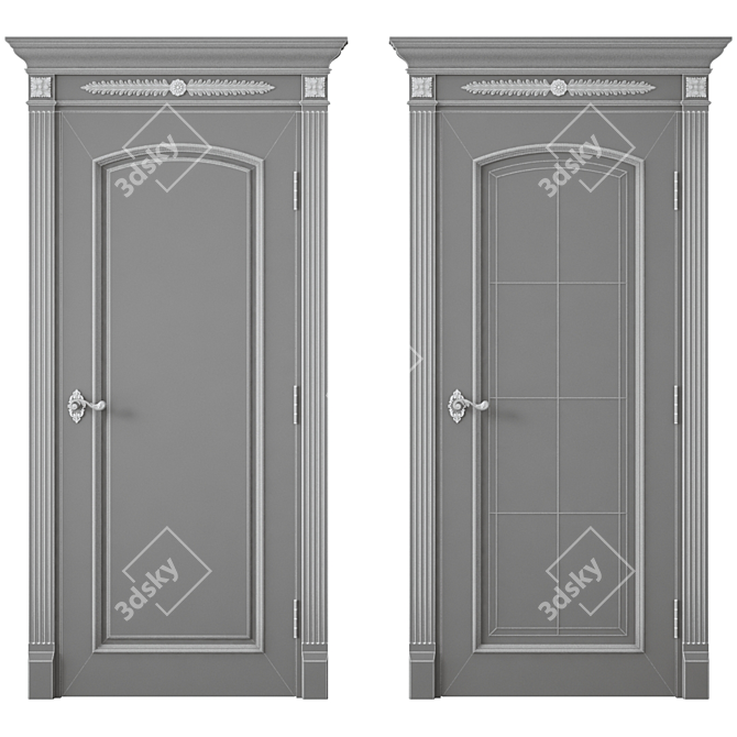 Modern UV-Mapped Interior Door 3D model image 4