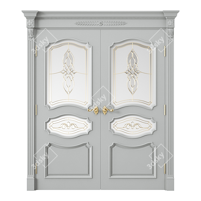 Elegant Oak Interior Door 3D model image 1