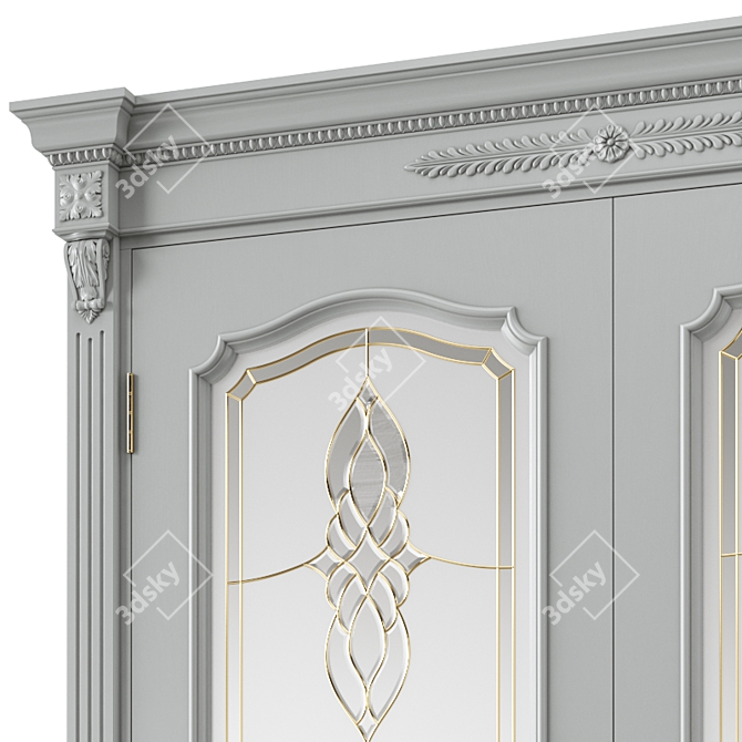 Elegant Oak Interior Door 3D model image 2