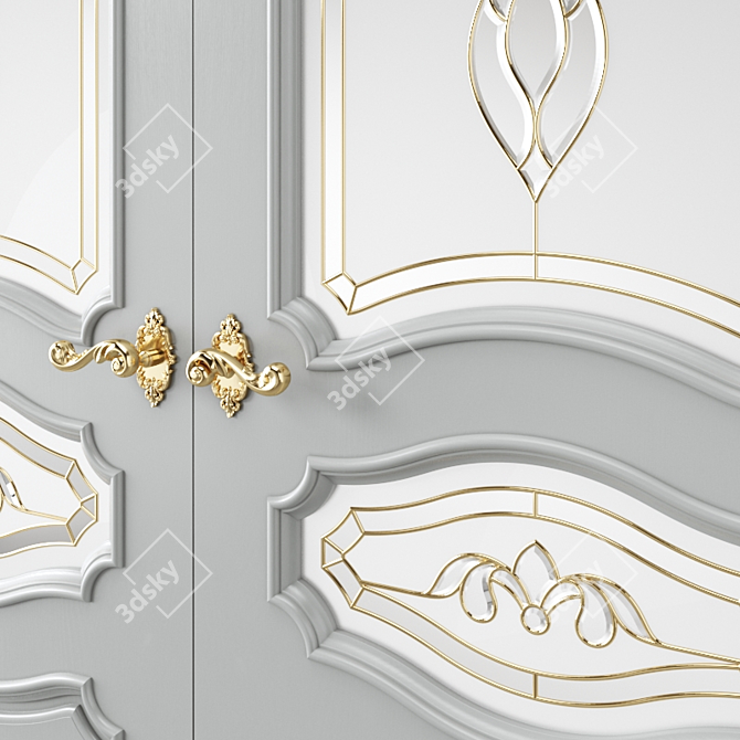 Elegant Oak Interior Door 3D model image 3