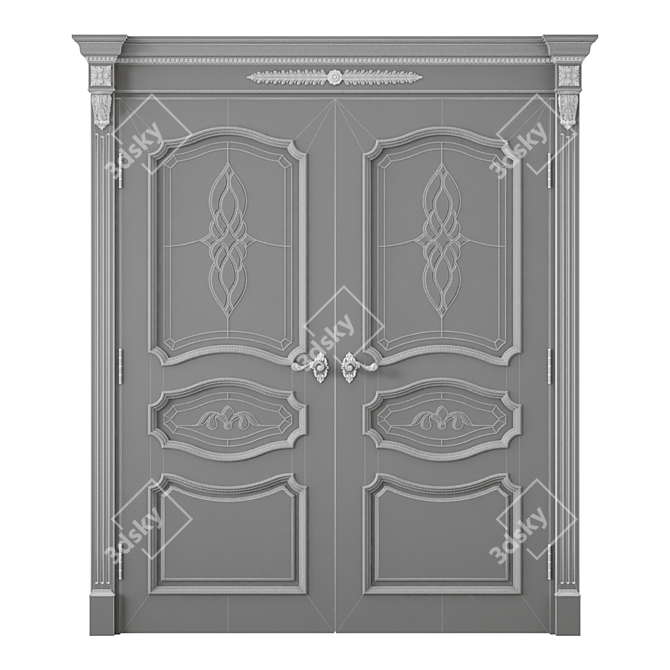 Elegant Oak Interior Door 3D model image 4