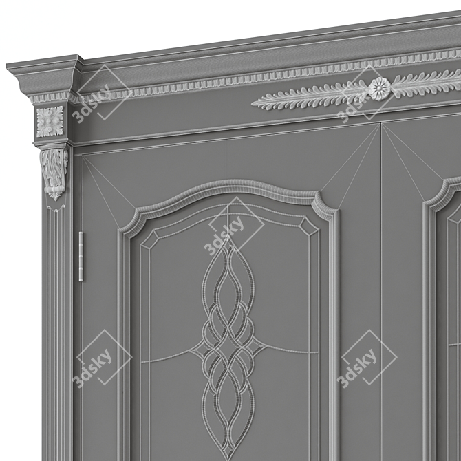 Elegant Oak Interior Door 3D model image 5