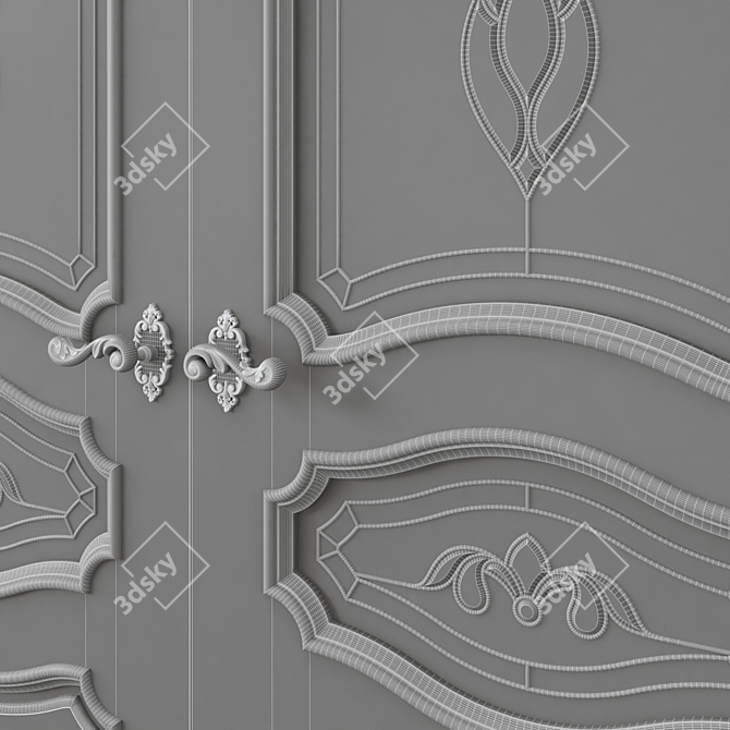 Elegant Oak Interior Door 3D model image 6