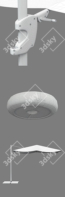 Black Theme Parasol with Dual Lights 3D model image 3