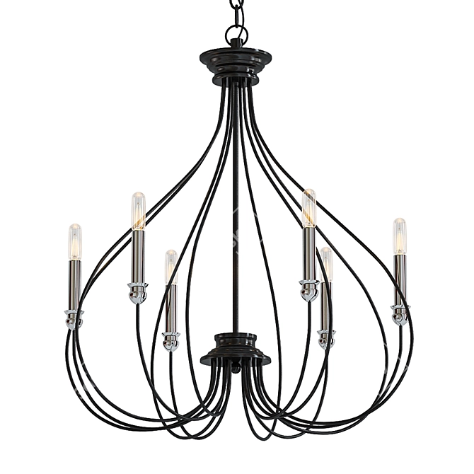 Whisp Gray Steel 6-Light Chandelier 3D model image 1