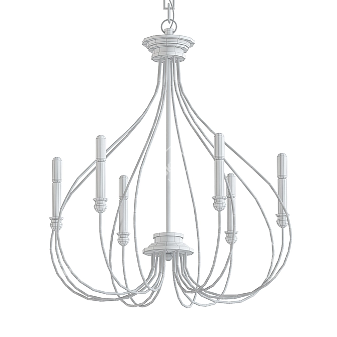 Whisp Gray Steel 6-Light Chandelier 3D model image 2