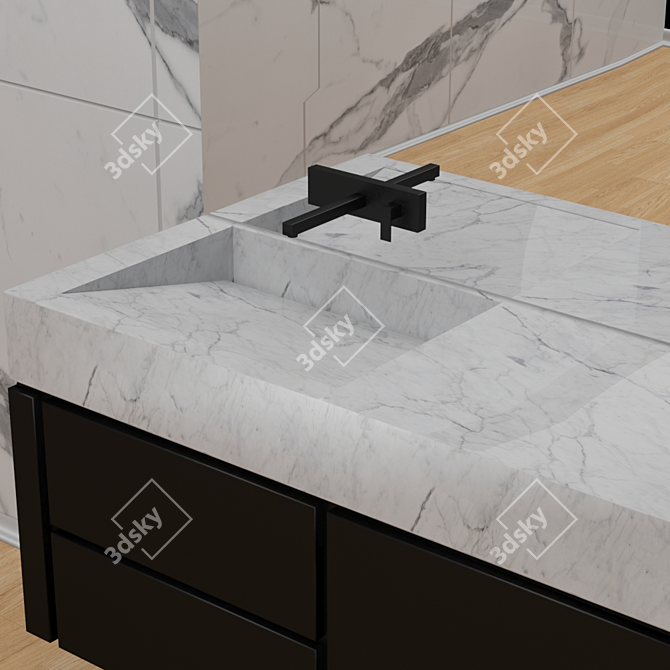 Modern Stainless Steel Sink 3D model image 1