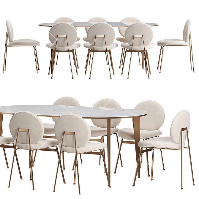 Modern Oval Arden Dining Table 3D model image 2