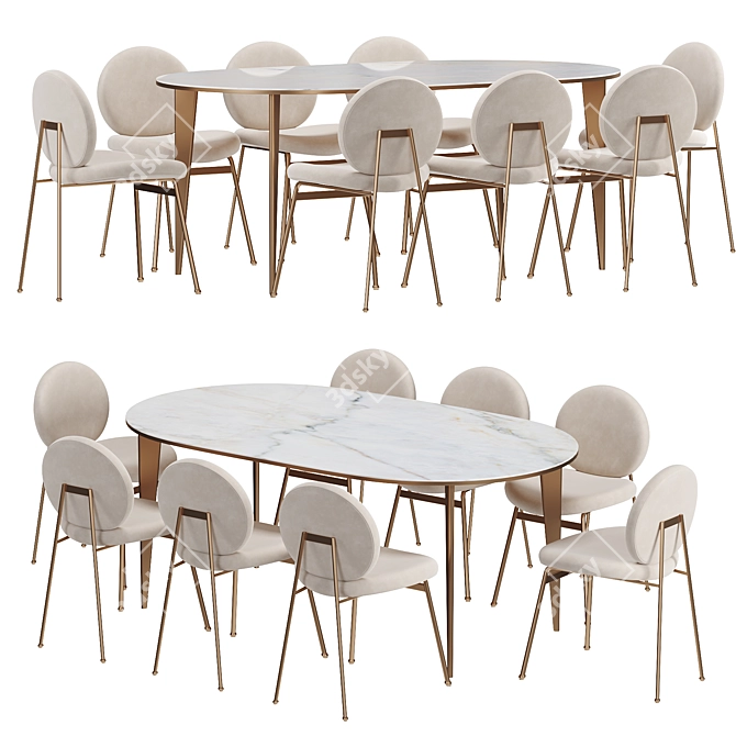 Modern Oval Arden Dining Table 3D model image 3