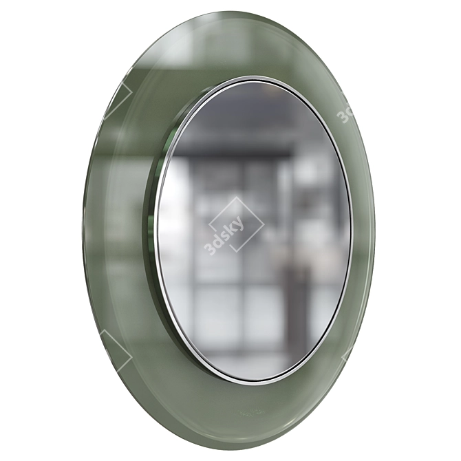 1960 Italian Circular Glass Mirror 3D model image 2