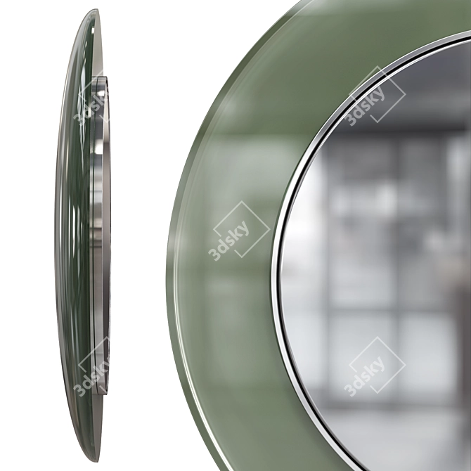 1960 Italian Circular Glass Mirror 3D model image 3