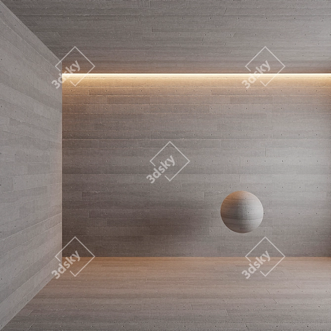 Seamless Concrete Wood Wall 3D model image 2