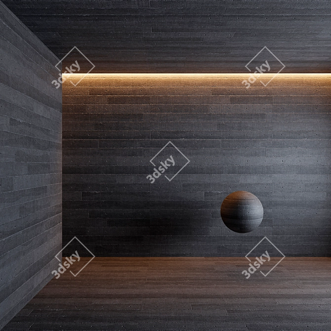 Seamless Concrete Wood Wall 3D model image 3