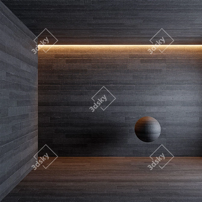Seamless Concrete Wood Wall 3D model image 8
