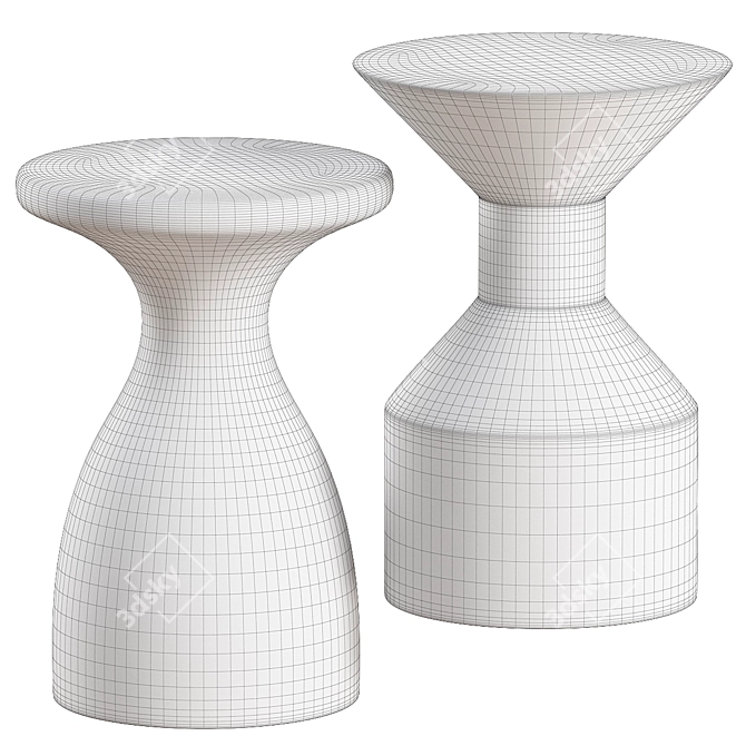 Modern Geometric Stool/Table 3D model image 2