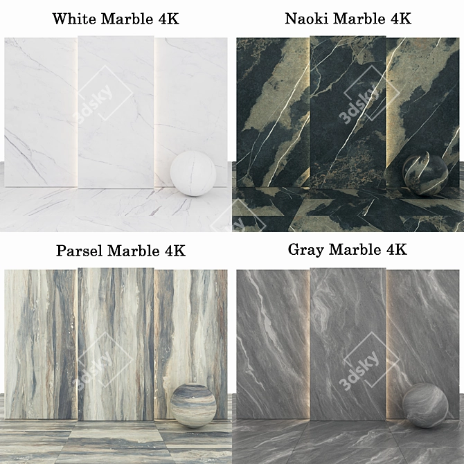 Premium Marble Collection: 45 Unique Textures 3D model image 2