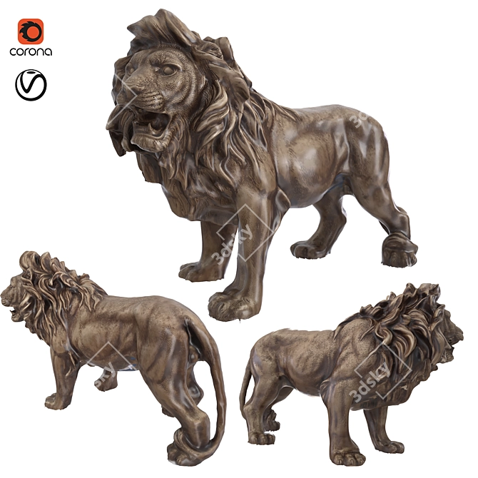  Majestic Lion Sculpture 3D model image 1