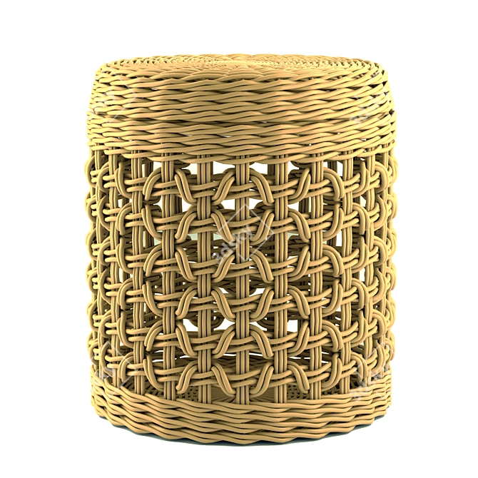 Handwoven Wicker Basket - Stylish Storage Solution 3D model image 2