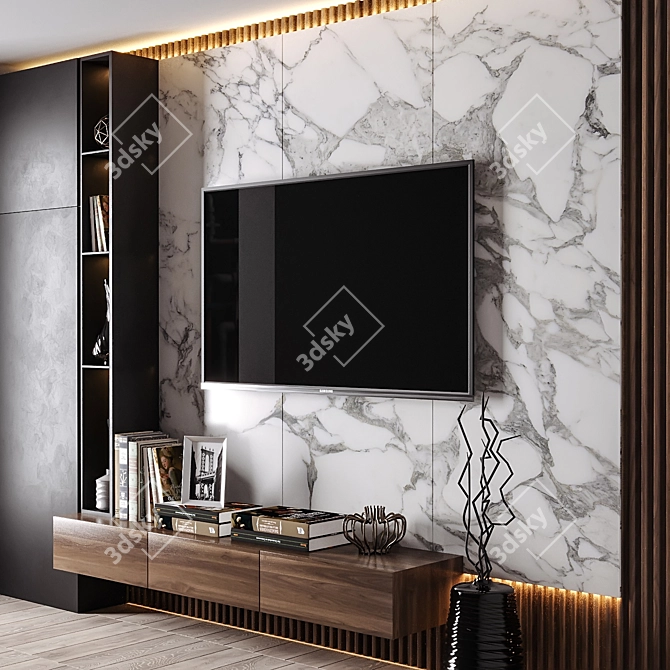 Modern TV Wall Design 3D model image 2