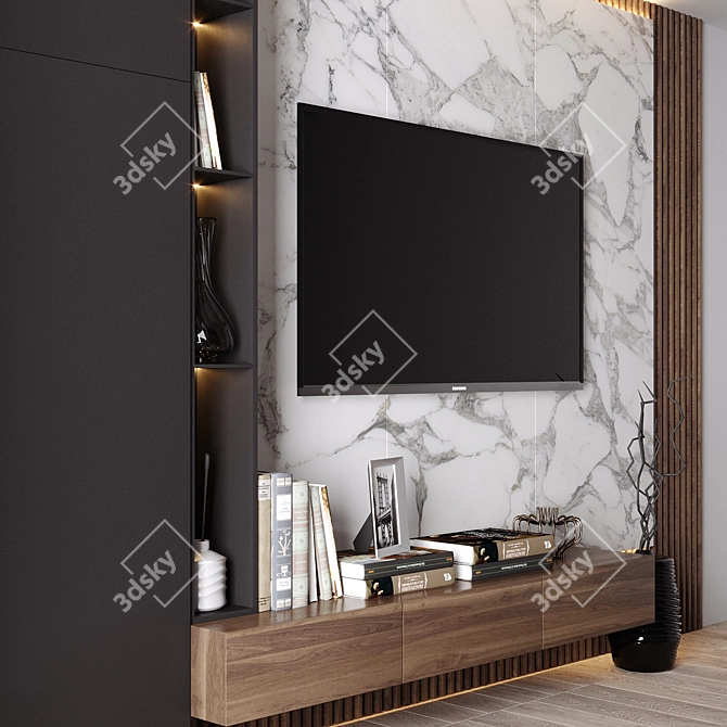 Modern TV Wall Design 3D model image 3