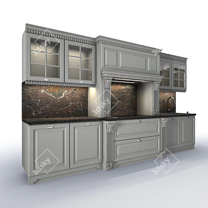 Luxury Neoclassical Kitchen: Customizable Design & Premium Appliances 3D model image 1