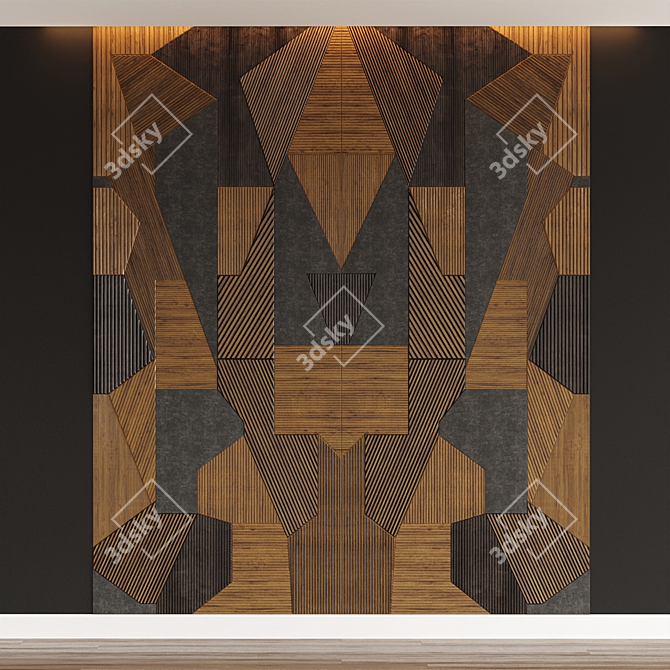 Gray Panel MDF Headboard: Stylish Wall Decor 3D model image 1